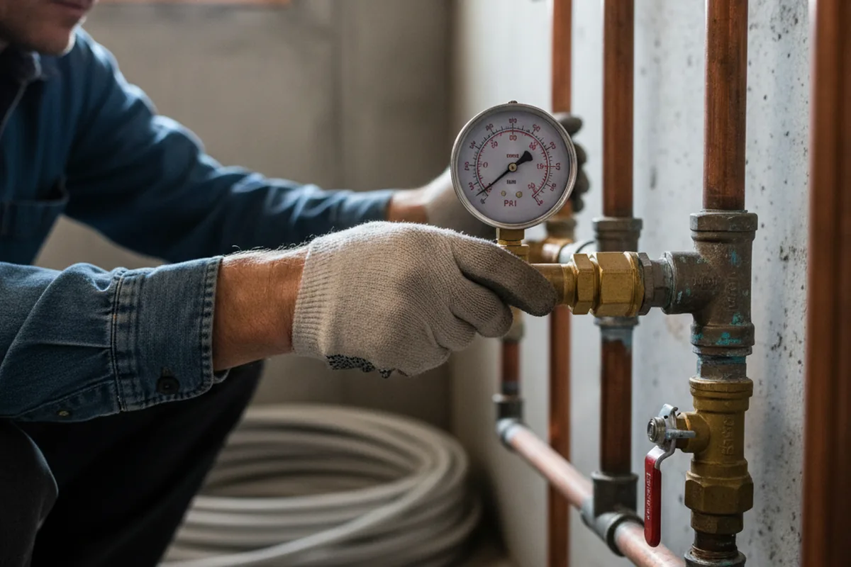Pressure testing a repaired line during Water Line Repair in Camp Murray